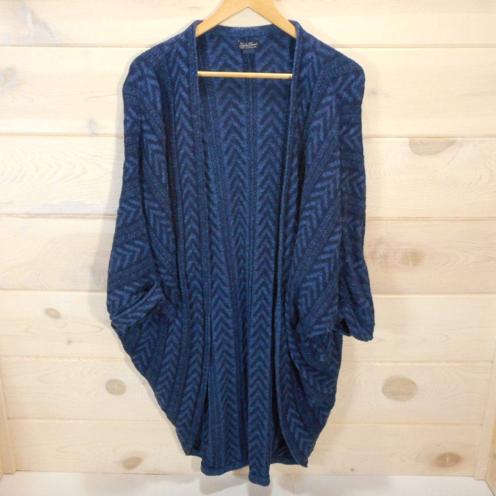 Lucky Brand Cocoon Sweater Cardigan Women's XS / S Blue Chevron Cozy